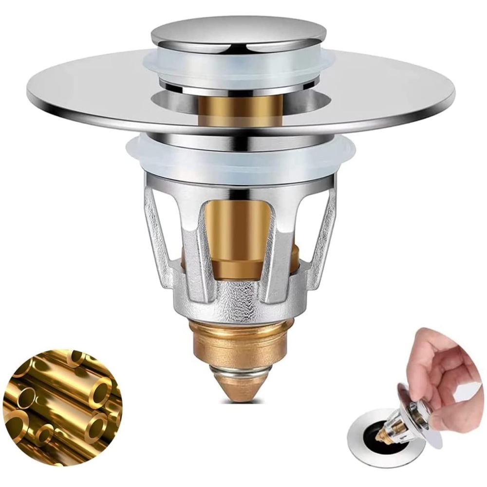 Bathroom Sink Drain Stopper,1.1~1.5”Basin Pop Up Stainless Steel (Silver)